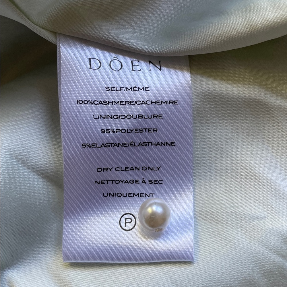 Doen Cashmere Pearl-Embellished Cream Women's Cardigan Sweater - Picture 7 of 14